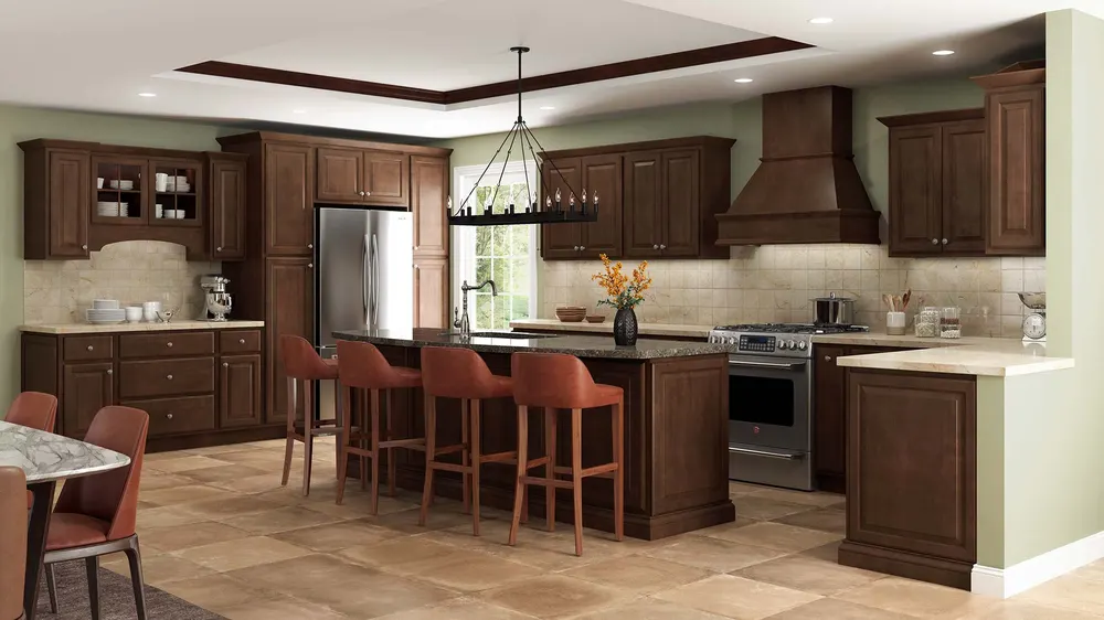 Espresso kitchen with island seating