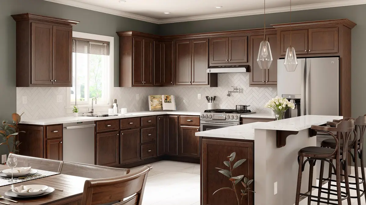 Cherry kitchen with breakfast bar peninsula