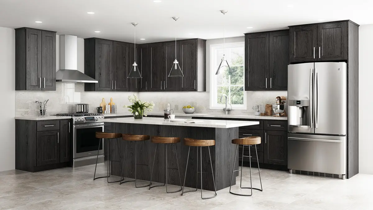 Charcoal kitchen with island seating